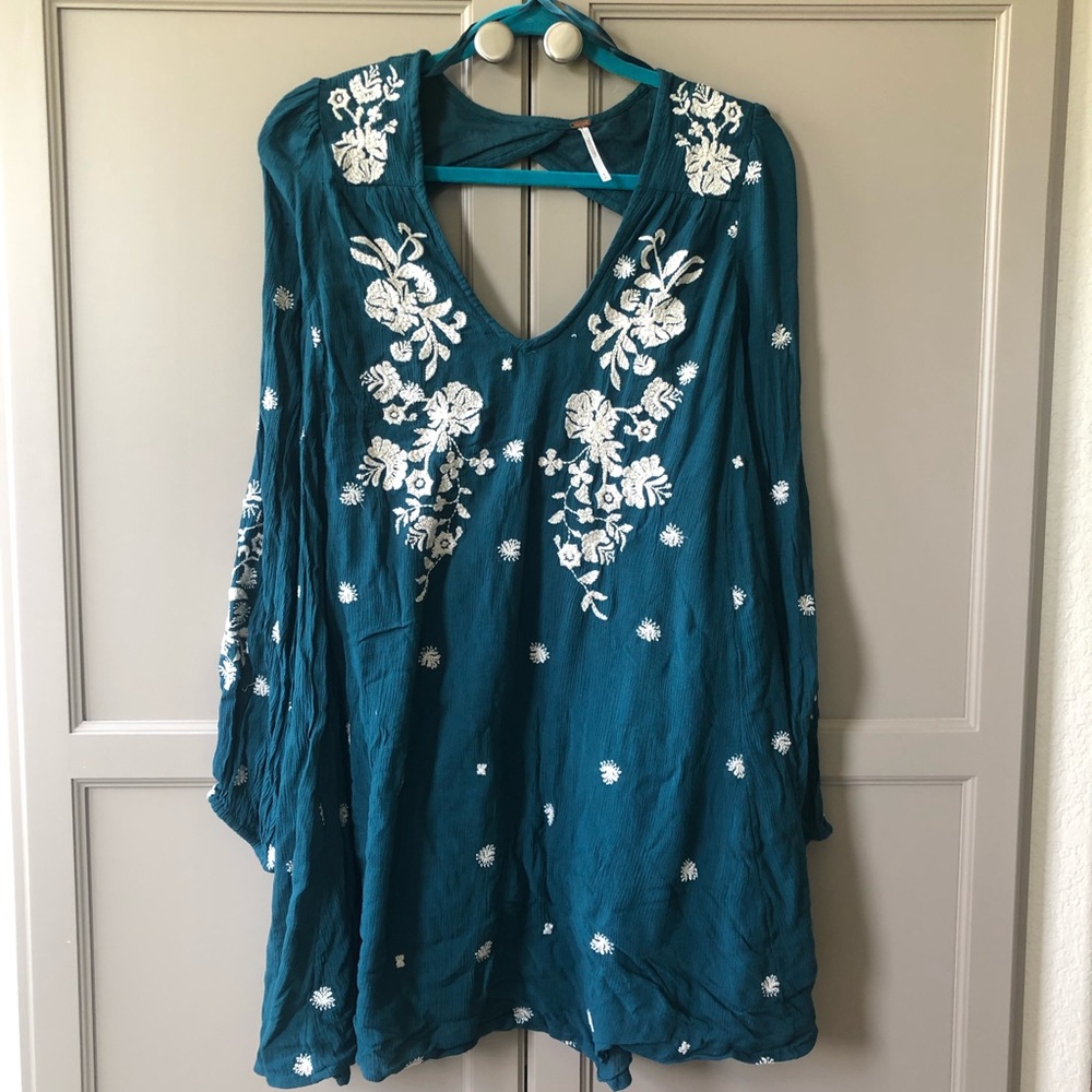Teal long sleeve Free People dress